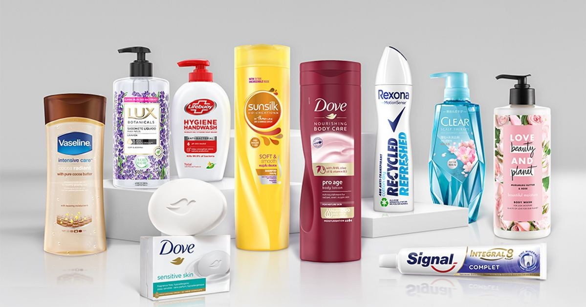 Personal care items like soaps, shampoos, toothpaste, skincare, and hygiene products for global markets