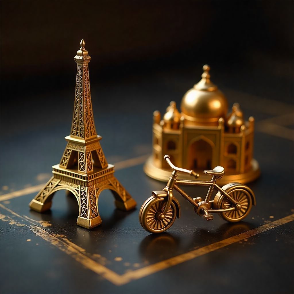 Traditional brass handicrafts including diya lamps, metal wall hangings, and Ganesha idols