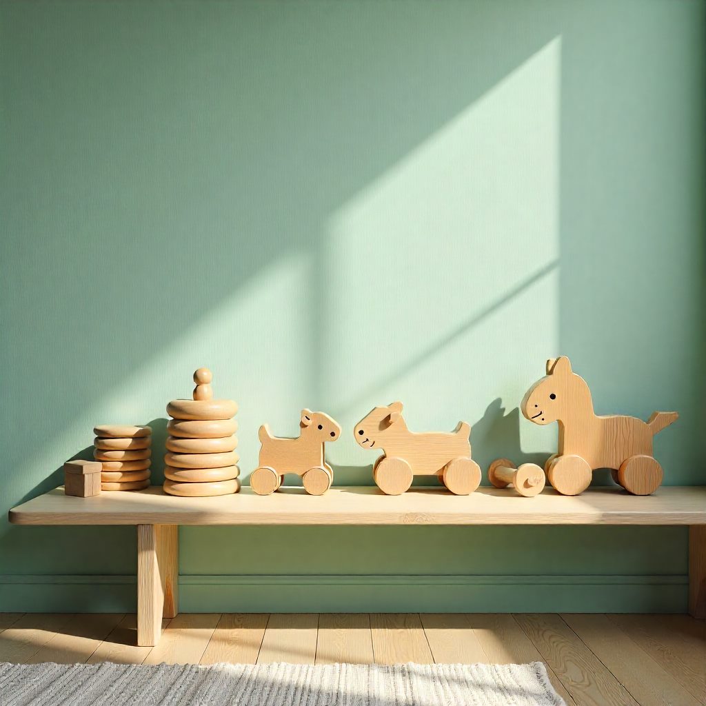 Eco-friendly wooden toys including stacking rings and pull-along toys-exporters